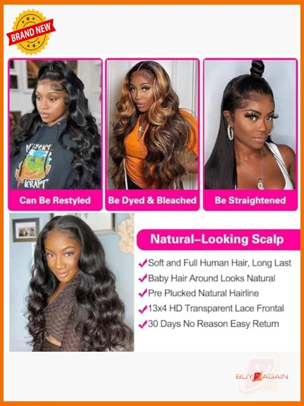 28 Inch Body Wave Lace Front Wig Human Hair Pre Plucked Transparent 13x4 Lace